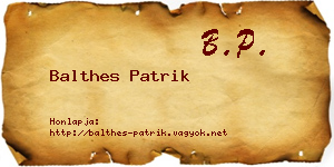 Balthes Patrik névjegykártya